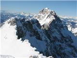 Špik nad Špranjo - Modeon del Buinz 2554 m Potem se pokažejo še drugi Špiki in Montaž, pa še ogromno zadaj